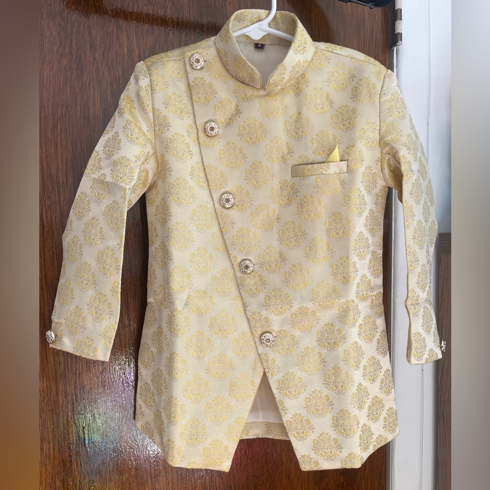 Yellow Kurta with Embroidered Jacket 3 piece set- toddler - Size 4